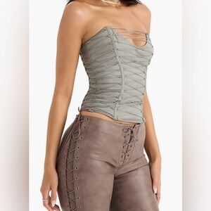 House of CB Mirabelle strappy lace up detail Corset in Smoke size XS. NWT